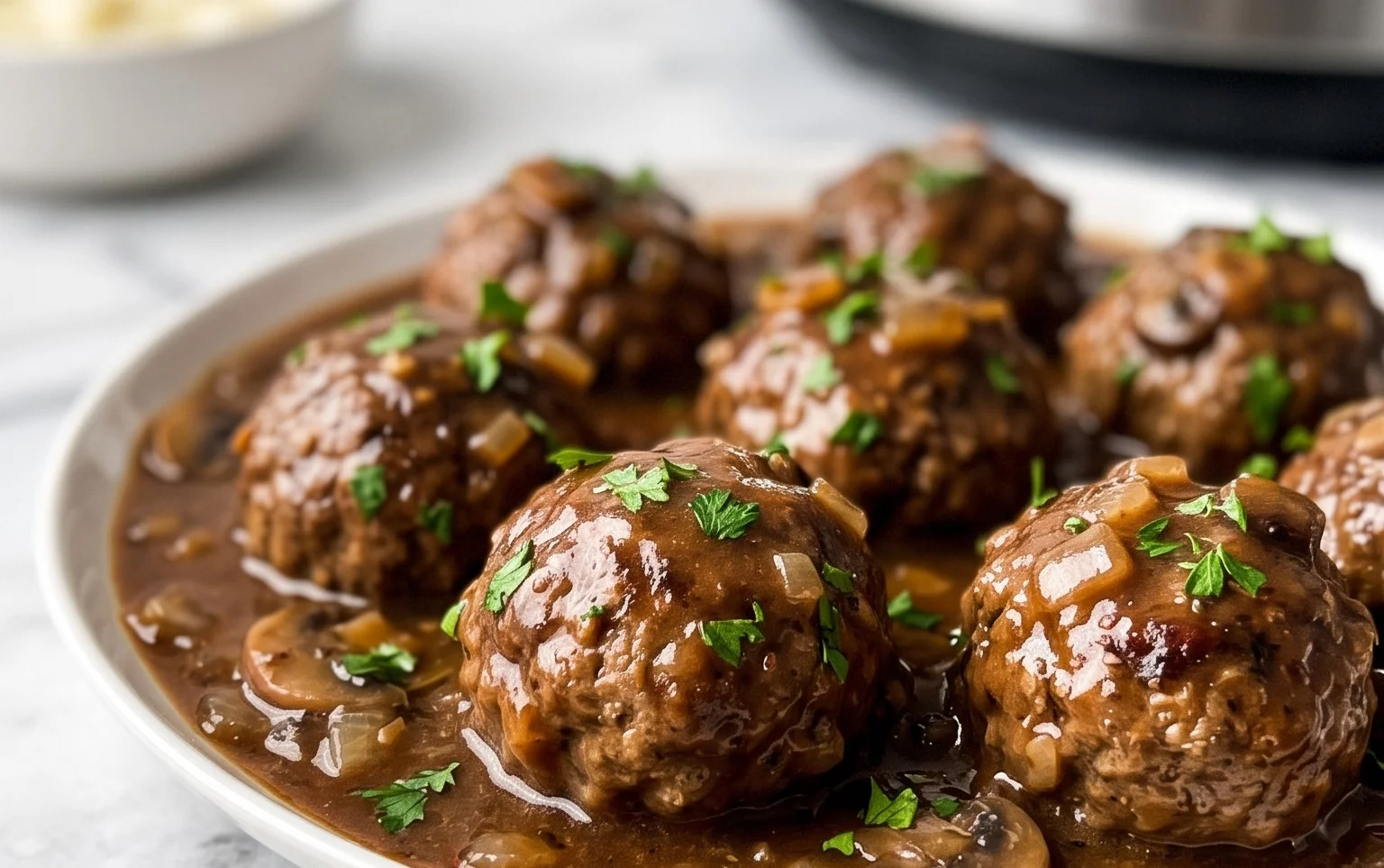 Easy Slow Cooker Salisbury Steak Meatballs Recipe